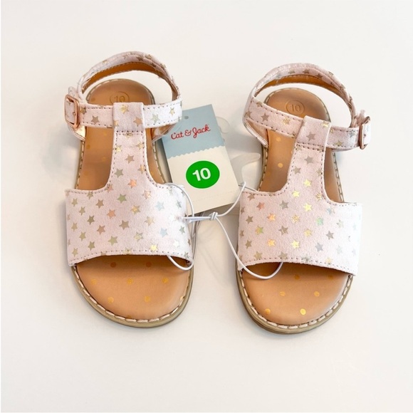 (NWT) Cat & Jack Kids' Kinsley Sandals Light Pink w/ Stars Toddler Girls Size 10 - Picture 6 of 6